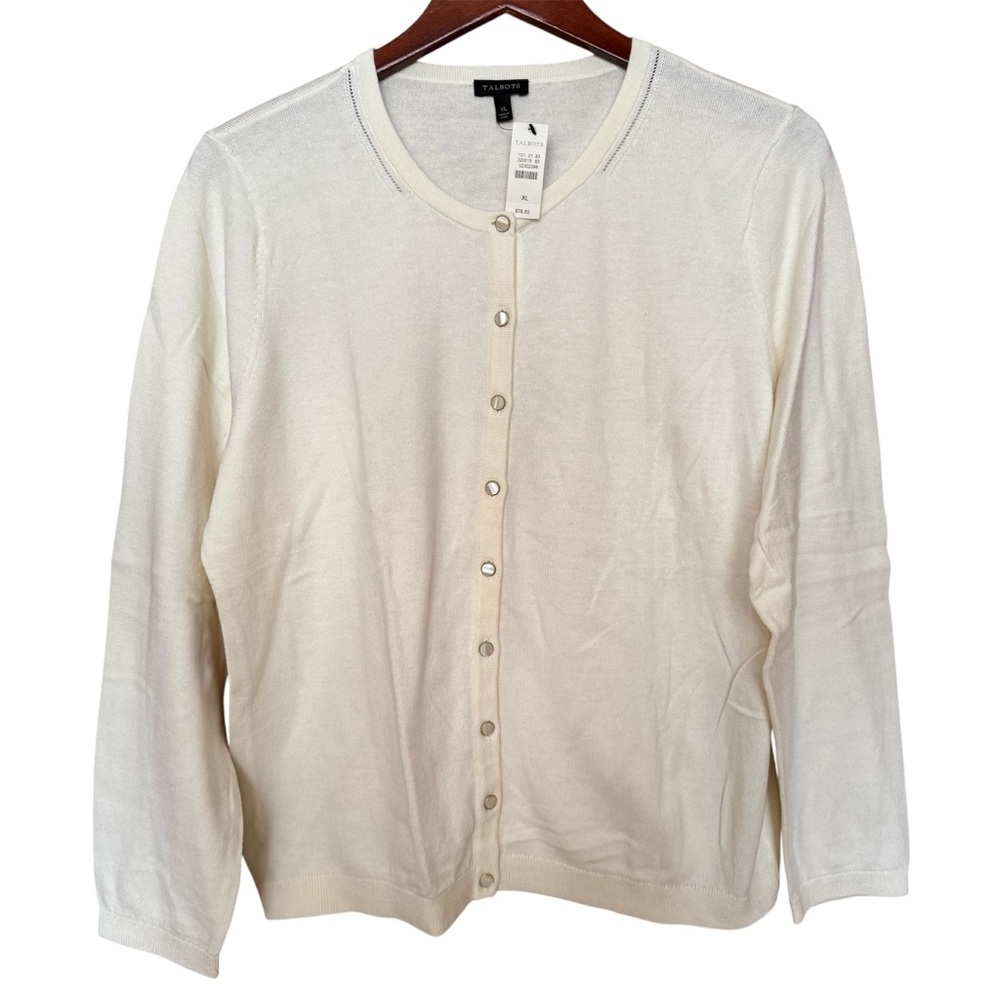 Talbots Cream Button-Up Sweater